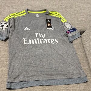 Adidas Kids Gray and Neon Yellow Soccer Jersey